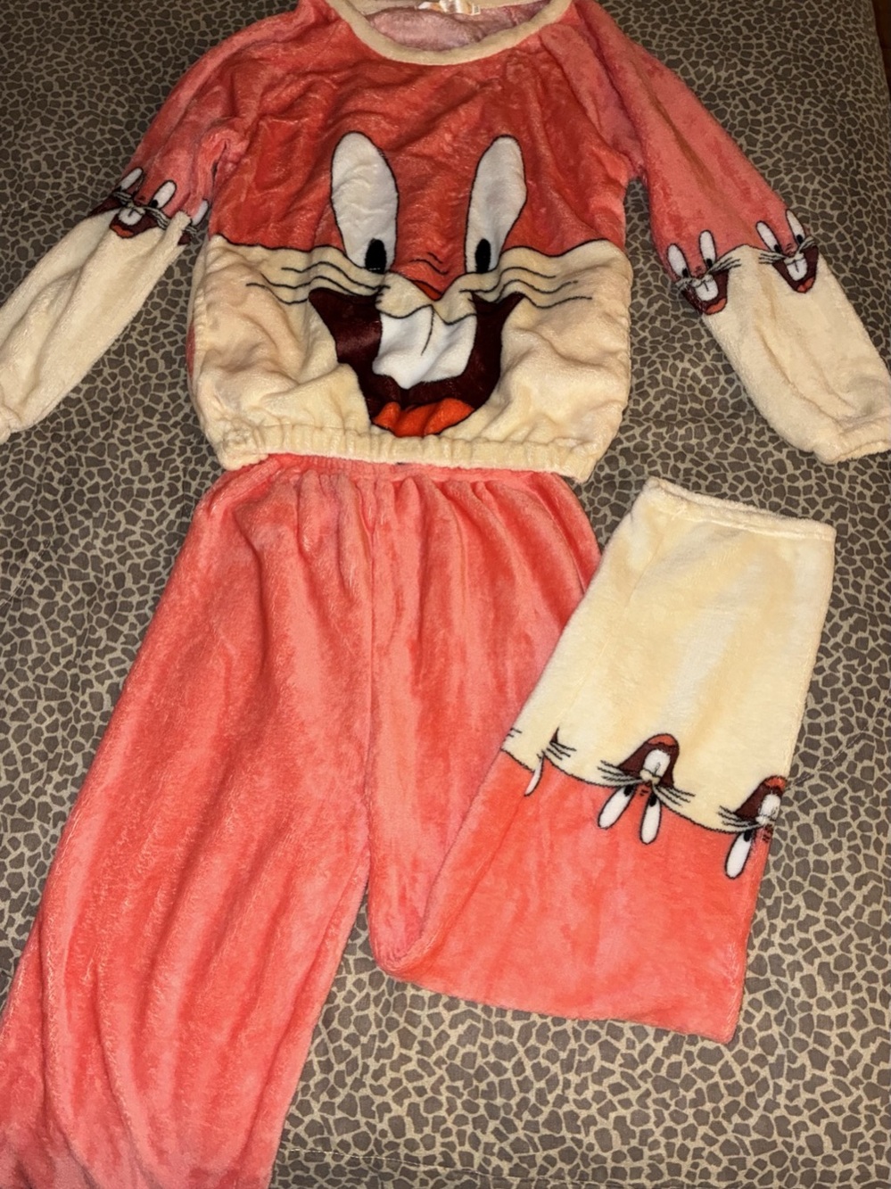 Looney Tunes Character Pajama Set in pink & Cream